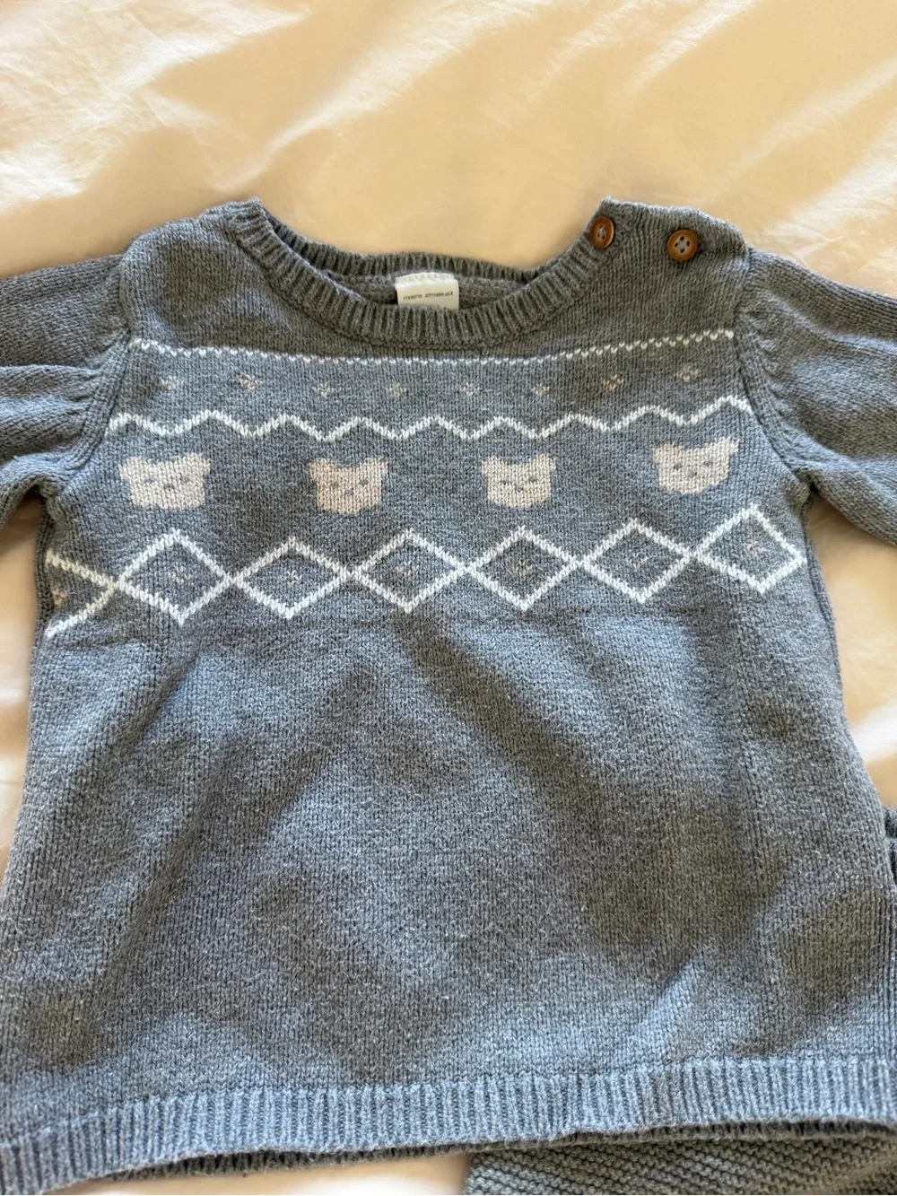 Carter’s Grey Bear Sweater Sweatpants Set 100% Cotton